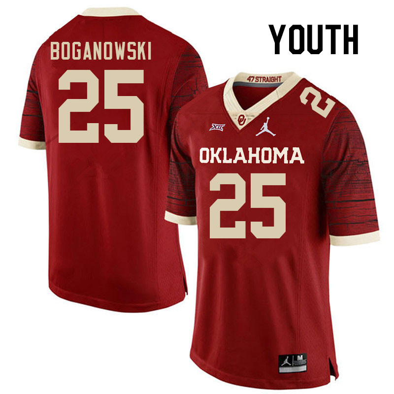 Youth #25 Michael Boganowski Oklahoma Sooners College Football Jerseys Stitched-Retro